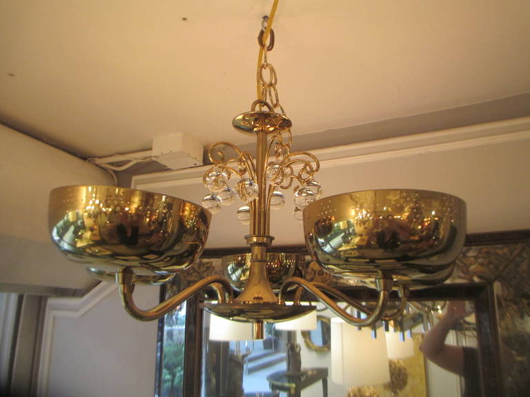 Five-Arm Brass Fixture in the Manner of Paavo Tynell In Excellent Condition In New York, NY