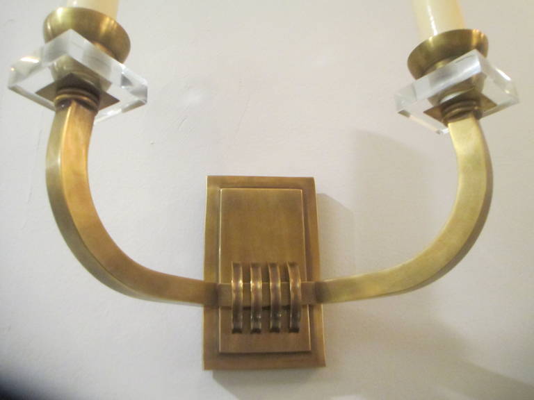 Contemporary Custom Pair of Bronze Two-Arm Sconces