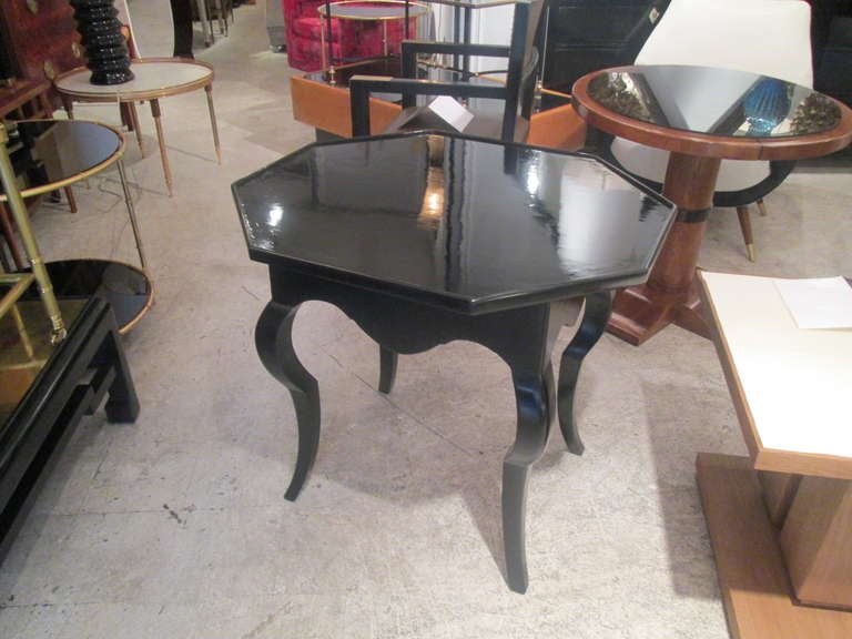 Sculptural and Whimsical Ebonized Octagonal Table