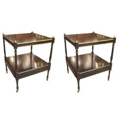 Pair of Two-Tiered Faux Painted Nightstands or End Tables