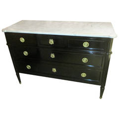 Ebonized Directoire Style Commode with Marble-Top
