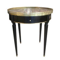 Marble-Top Bouillotte Table with Brass Gallery