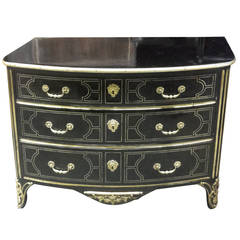 Regence Style Bronze-Mounted Ebonized Commode