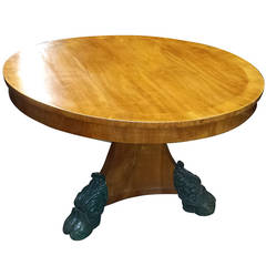 Biedermeier Style Center Table on Central Base Ending in Hoof Feet 4