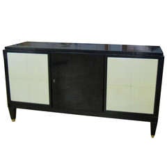 Exquisite Ebonized Sideboard with Parchment Doors