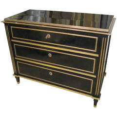 Beidermeier Style Commode or Chest with Inlaid Brass