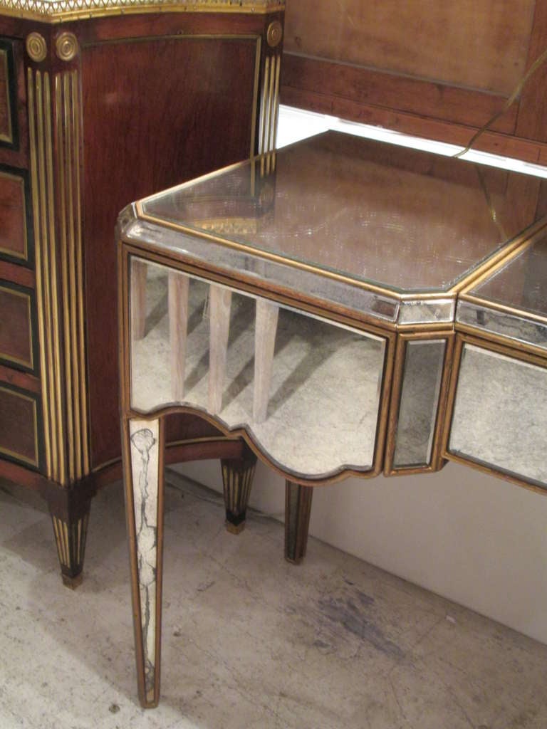 Exquisite French 40's Mirrored Writing Desk/Vanity In Excellent Condition In New York, NY