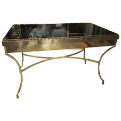Brass Coffee Table with Smoked Glass and Galleried Top 3