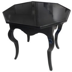 Sculptural and Whimsical Ebonized Octagonal Table