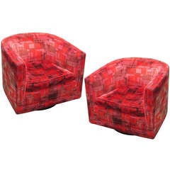 A Pair of Milo Baughman Style Swivel Chairs