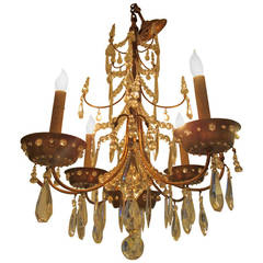 Maison Jansen Brass and Crystal Chandelier 9