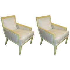 Pair of Parchment Covered Lounge Chairs in the Jean Michel Frank Manner