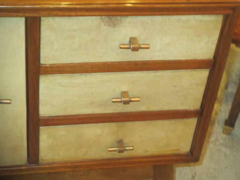 Pair of Italian Mid-Century Modern Parchment Nightstands In Excellent Condition In New York, NY