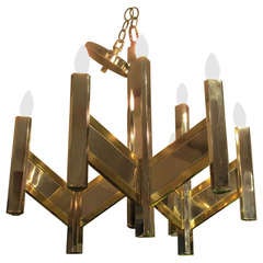 A Chrome and Brass Gaetano Sciolari Chandelier 10
