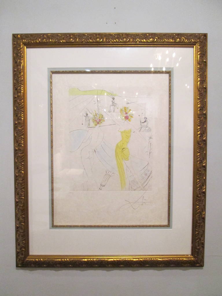 Salvador Dali, Les Femmes-Fleurs Au Piano Etching.
circa 1969-1970
Signed and numbered in pencil, 31/100.