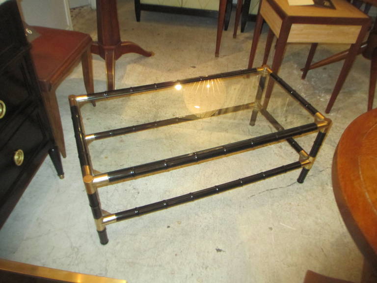 American Billy Haines Ebonized, Faux-Bamboo, Two-Tiered Coffee Table