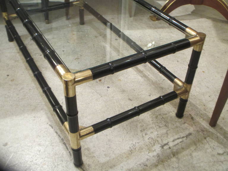 Late 20th Century Billy Haines Ebonized, Faux-Bamboo, Two-Tiered Coffee Table