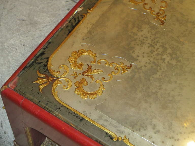 Mid-20th Century Spectacular French 40's Verre Eglomise Coffee Table