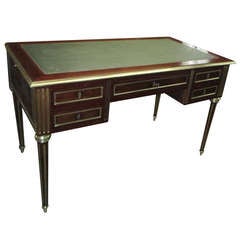 Louis XVI Style Brass Mounted Leather Top Desk