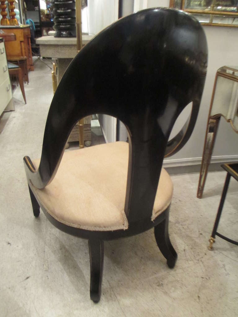 Pair of Hand-Painted and Ebonized Regency-Style Tub Chairs 2