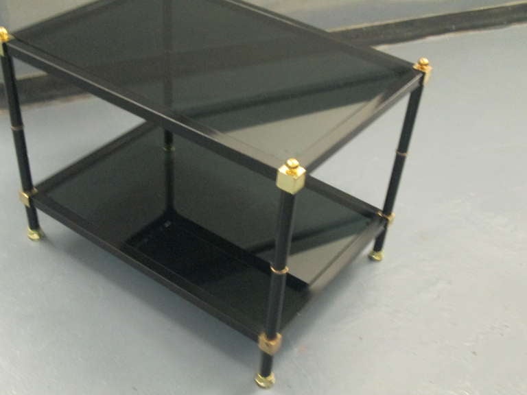 Pair of Two Tiered Tables with Smoked Glass Top In Good Condition In New York, NY