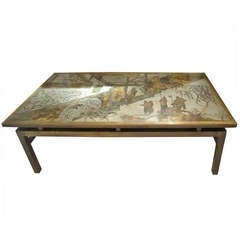 Laverne Acid Etched and Patinated  Bronze "Chan" Coffee Table