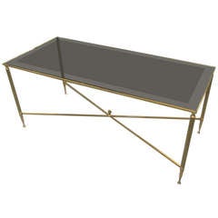 Rectangular Brass Coffee Table with Smoked Glass 6