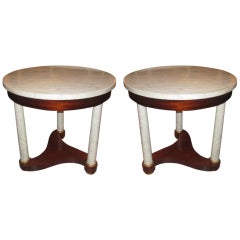 An Exceptional Pair of Marble-Top Empire Style Gueridon Tables