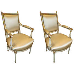 Pair of Louis XVI Style Armchairs Attributed to Maison Jansen 7