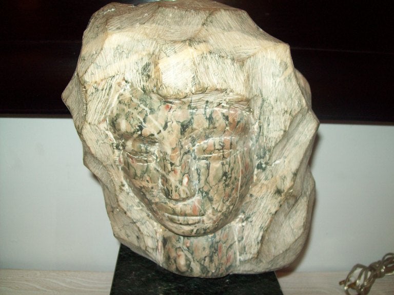 Marble bust sculpture on granite base signed Simon.