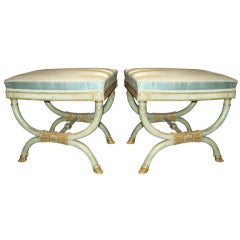 A pair of giltwood and painted Directoire Style Benches