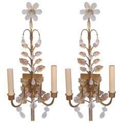 A Pair of Rock Crystal Gilt Sconces in the Bagues Manner 3