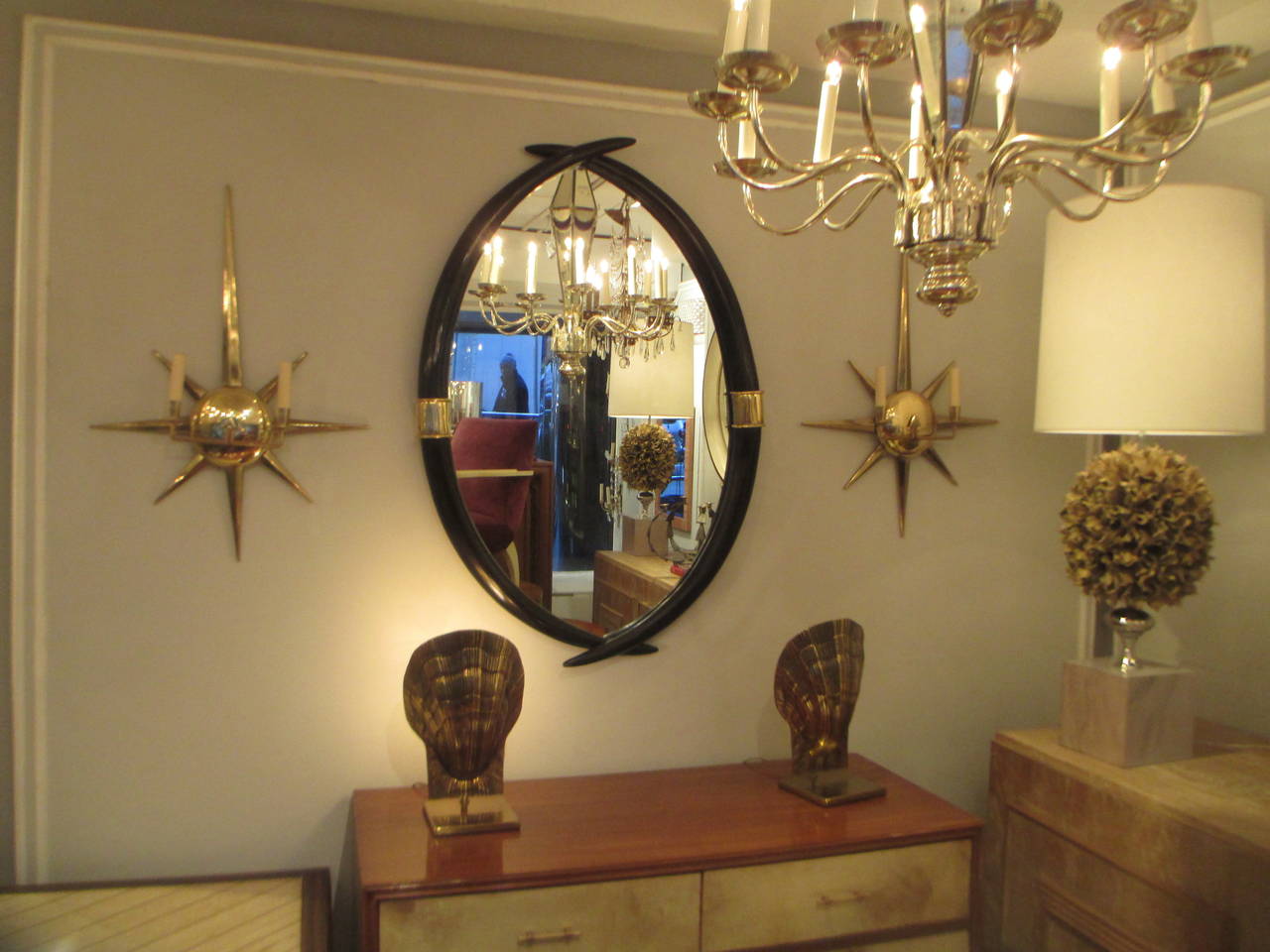 Pair of Mid-Century Italian Starburst Brass Sconces 1