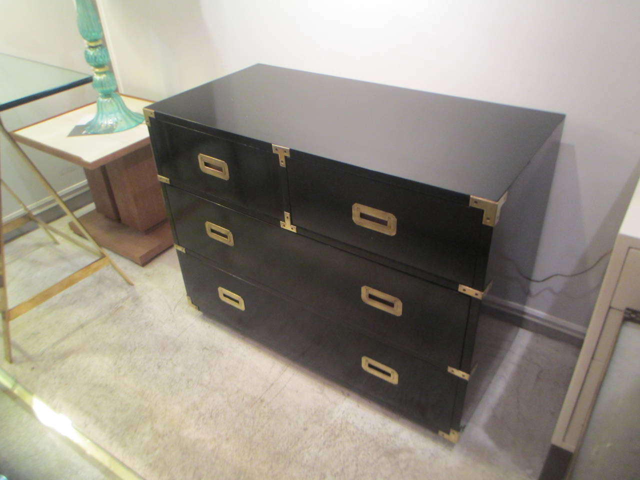 American Pair of Ebonized Campaign Chests