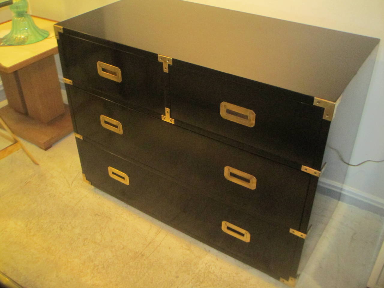 20th Century Pair of Ebonized Campaign Chests