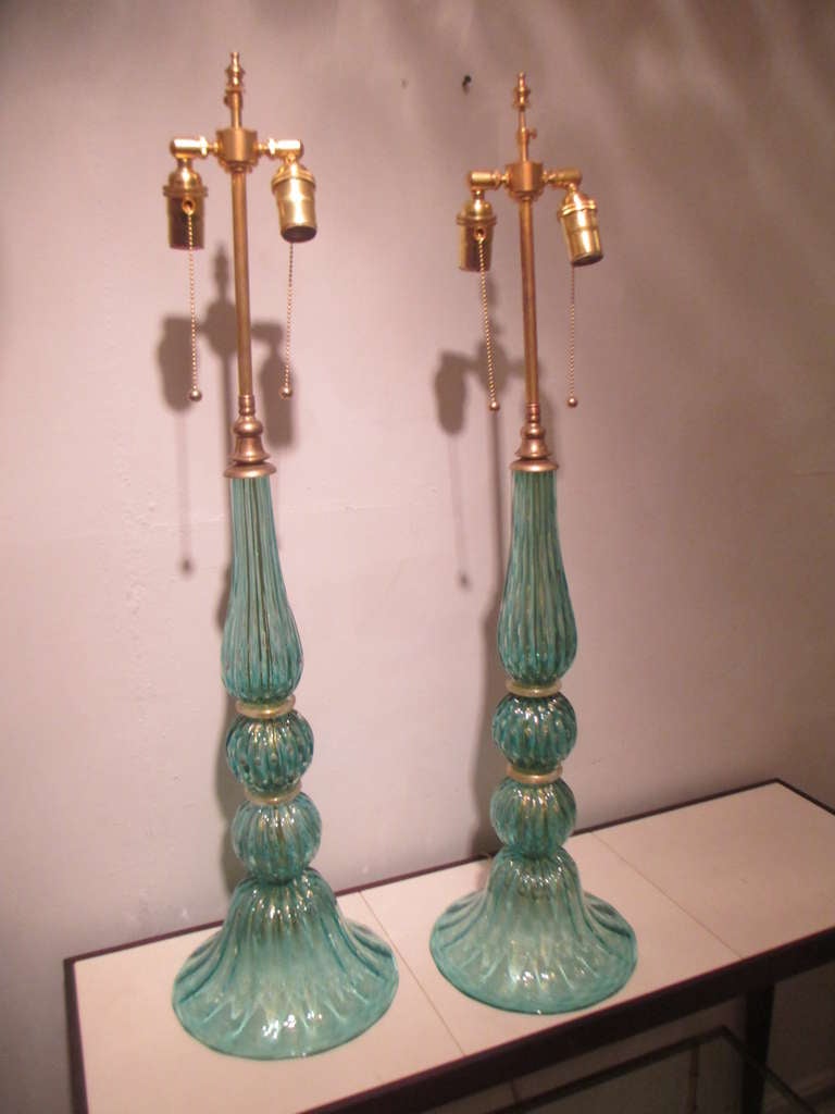 Pair of handcrafted Venetian lamps.