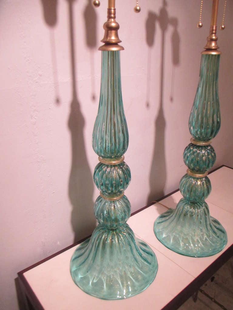 Italian Pair of Handcrafted Venetian Lamps