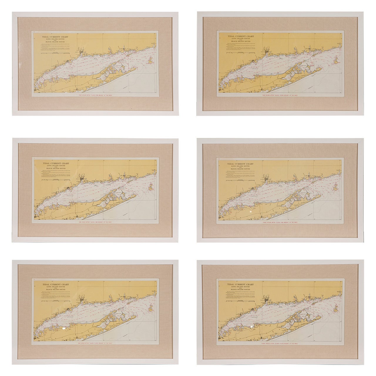 1960s Set of Six Long Island Tidal Current Charts or Maps For Sale