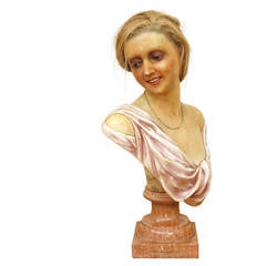 Signed P. Imans Wax Mannequin Bust, circa 1900-1920