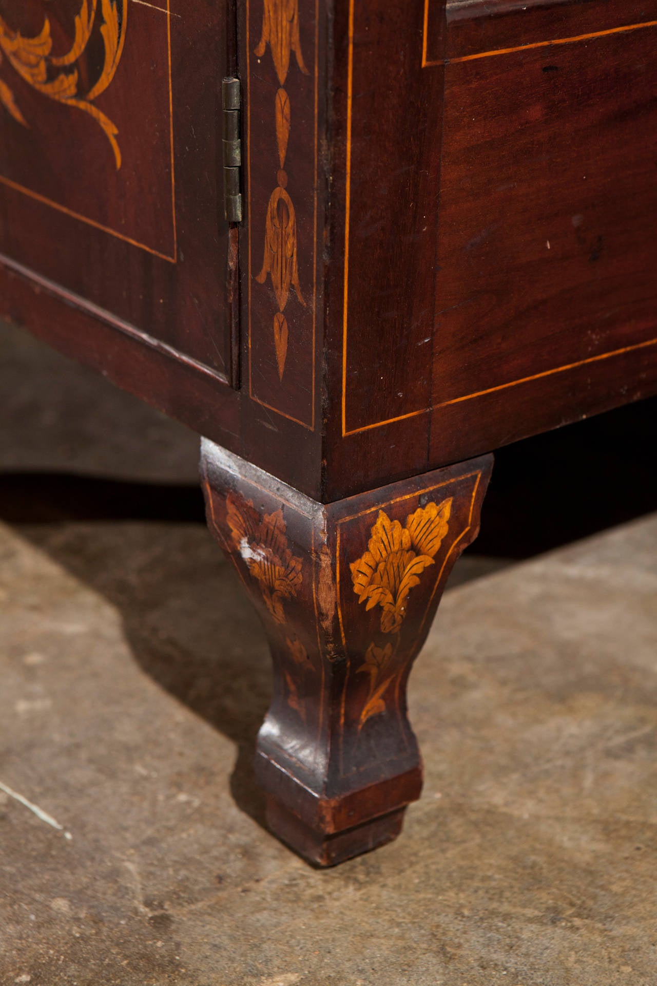 Early 19th Century 19th Century Dutch Mahogany Marquetry Cabinet or Buffet with Front Fall Desk For Sale