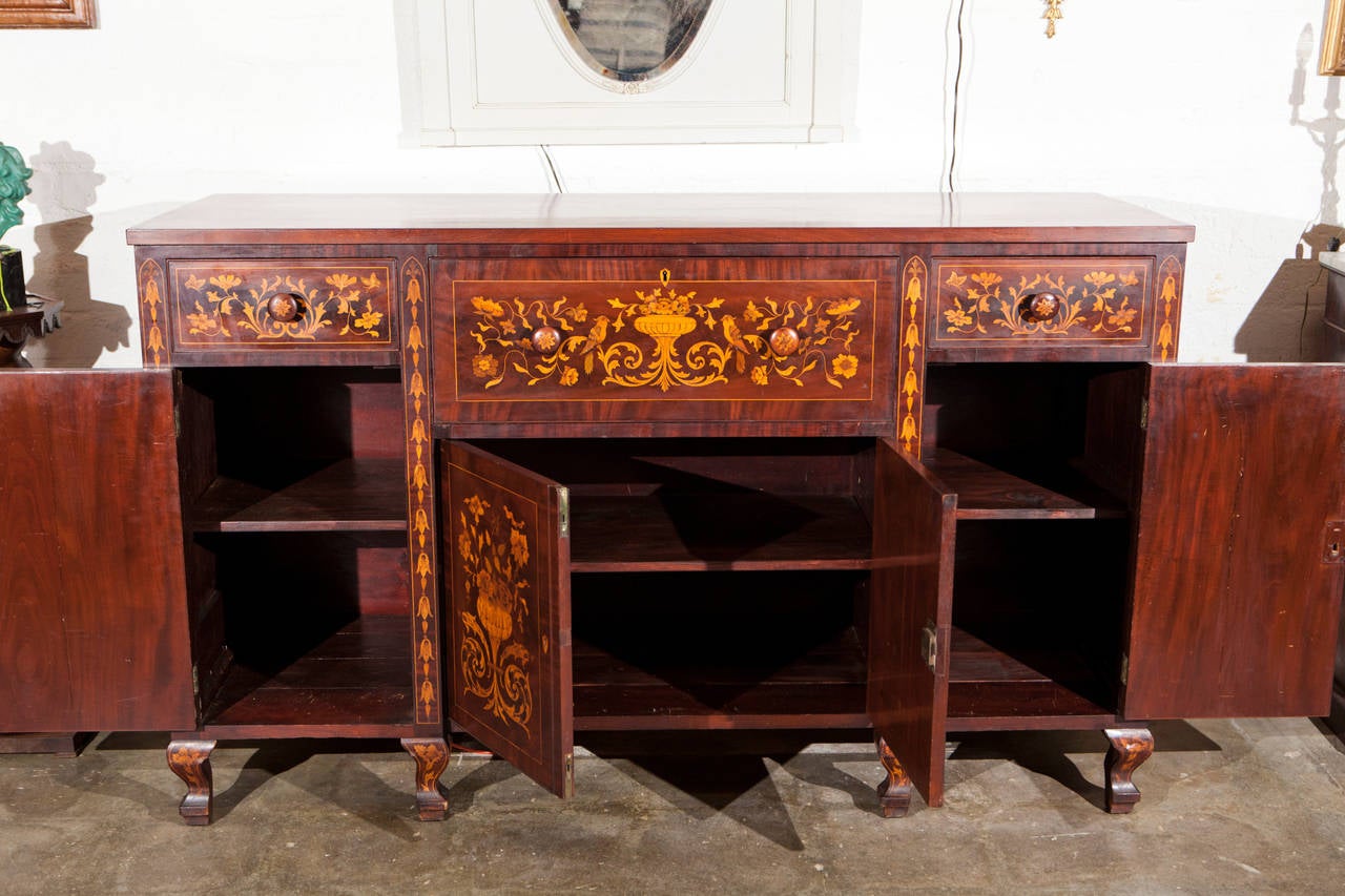 Other 19th Century Dutch Mahogany Marquetry Cabinet or Buffet with Front Fall Desk For Sale