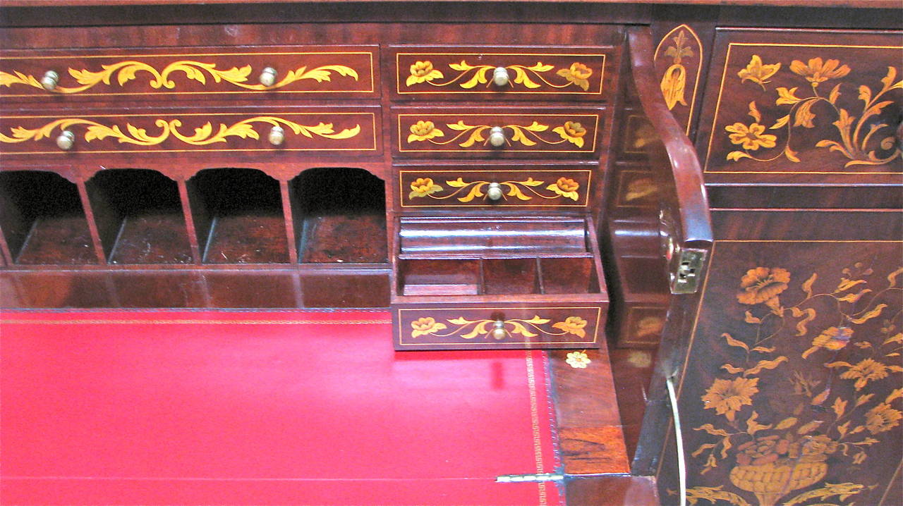 19th Century Dutch Mahogany Marquetry Cabinet or Buffet with Front Fall Desk For Sale 2