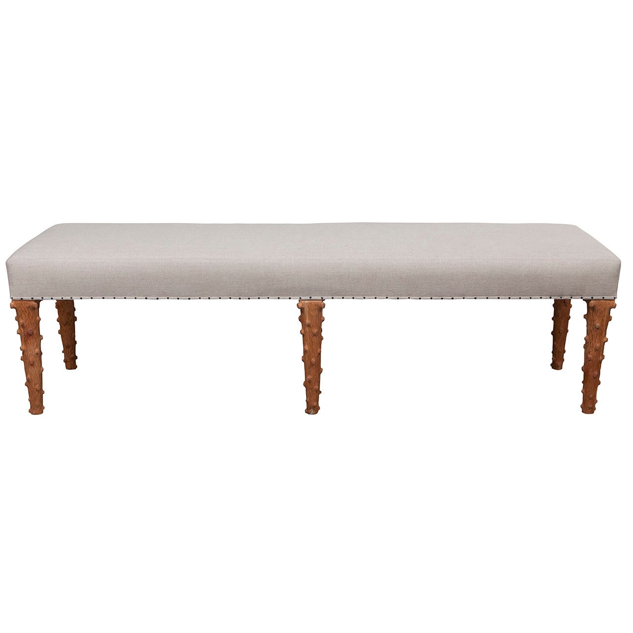 Limited Edition Jefferson West Private Label Bench with Carved Legs For Sale