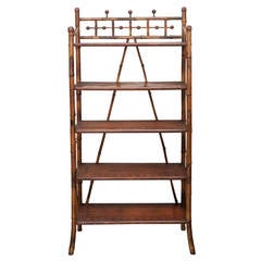 Antique Tall Bamboo and Wood Etegere or Bookcase
