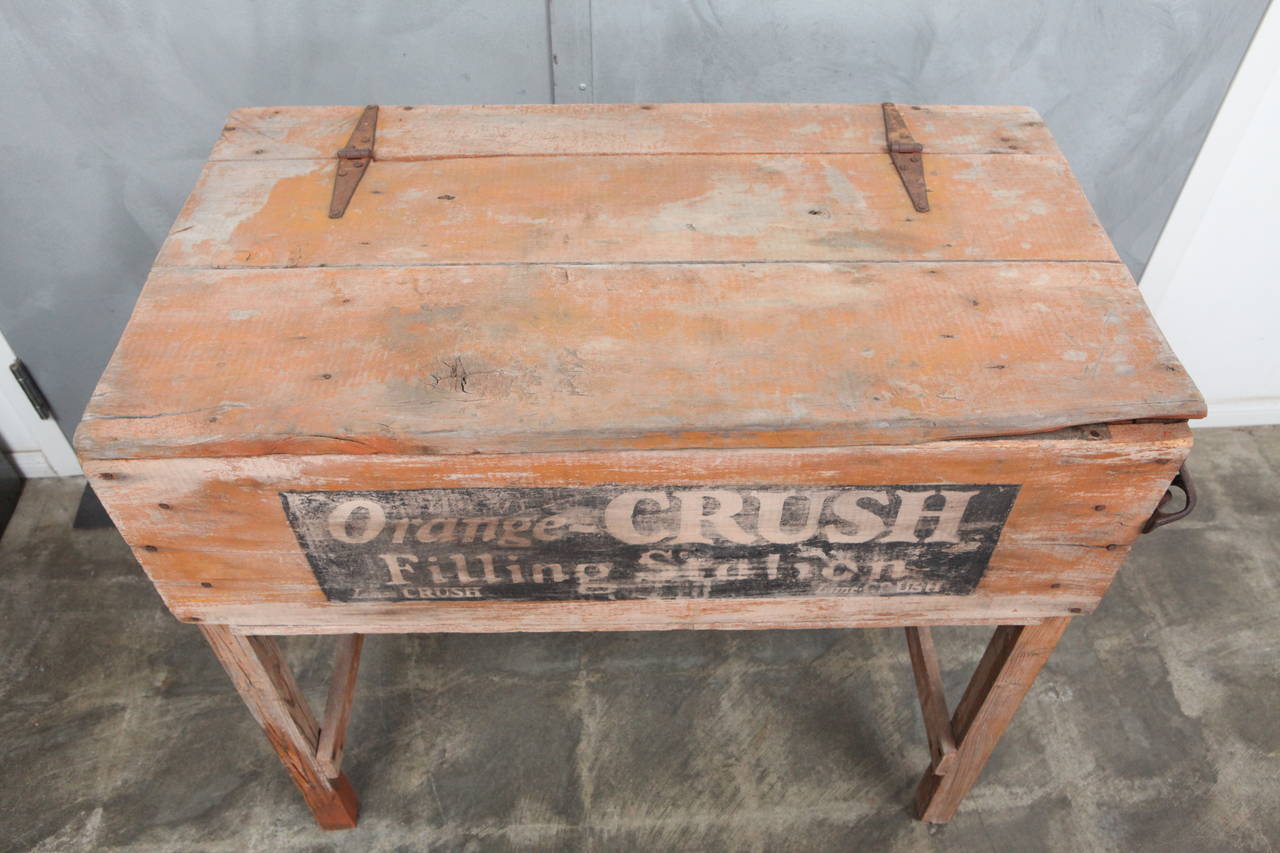Painted Early 20th c. Country Store Orange Crush Cooler