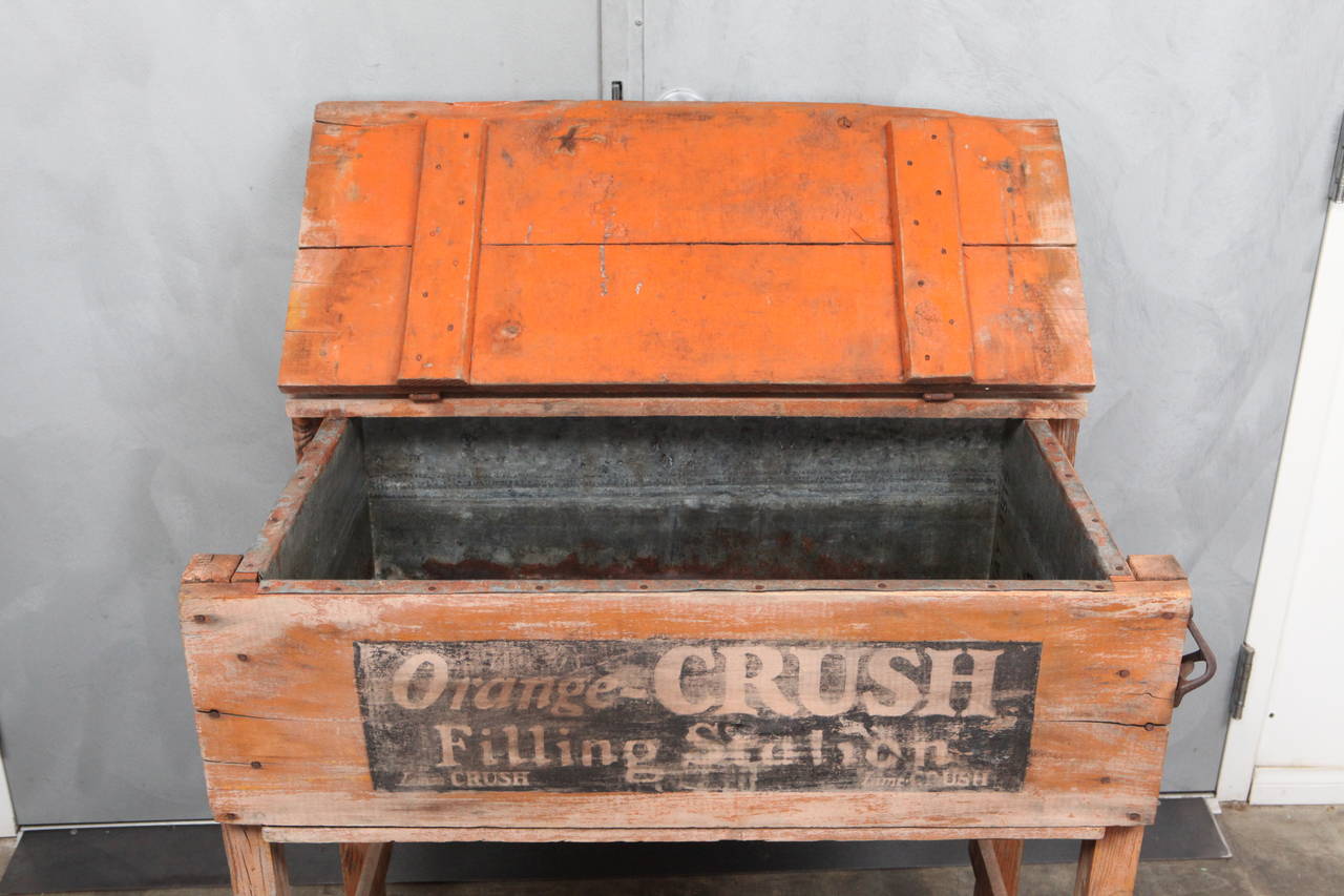 Rustic Early 20th c. Country Store Orange Crush Cooler