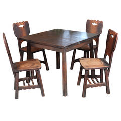 Antique Arts and Crafts Table with Four Chairs