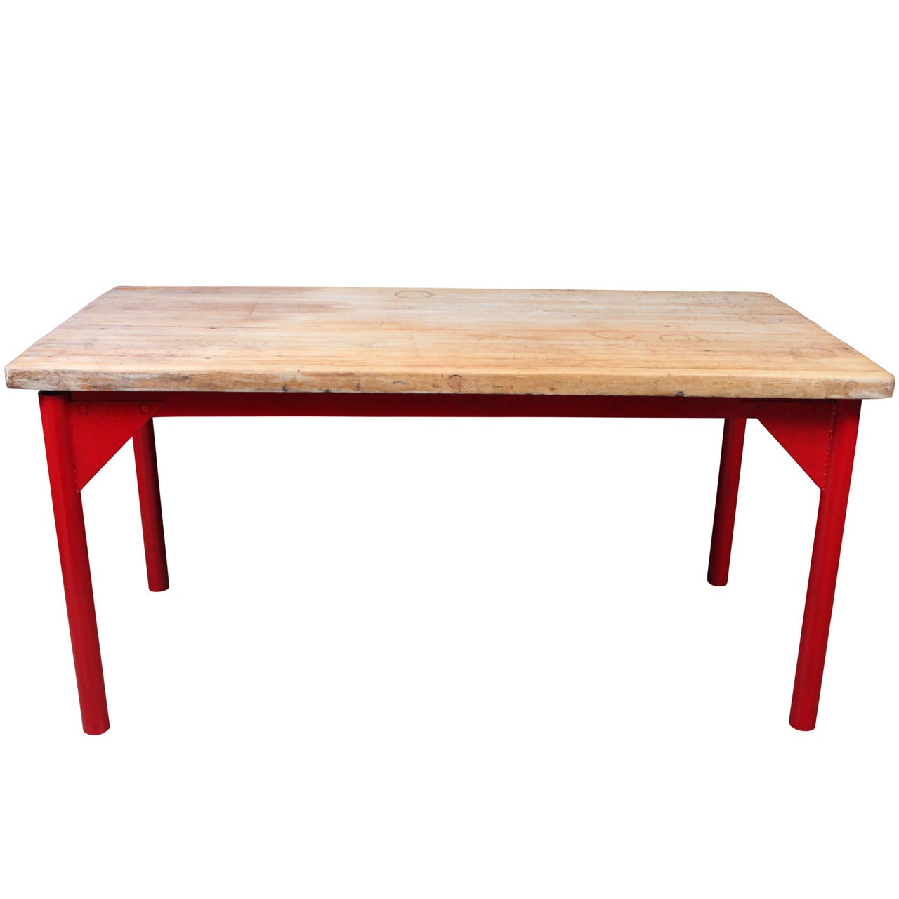 Butcher Block Restaurant Prep Table with Painted Metal Legs