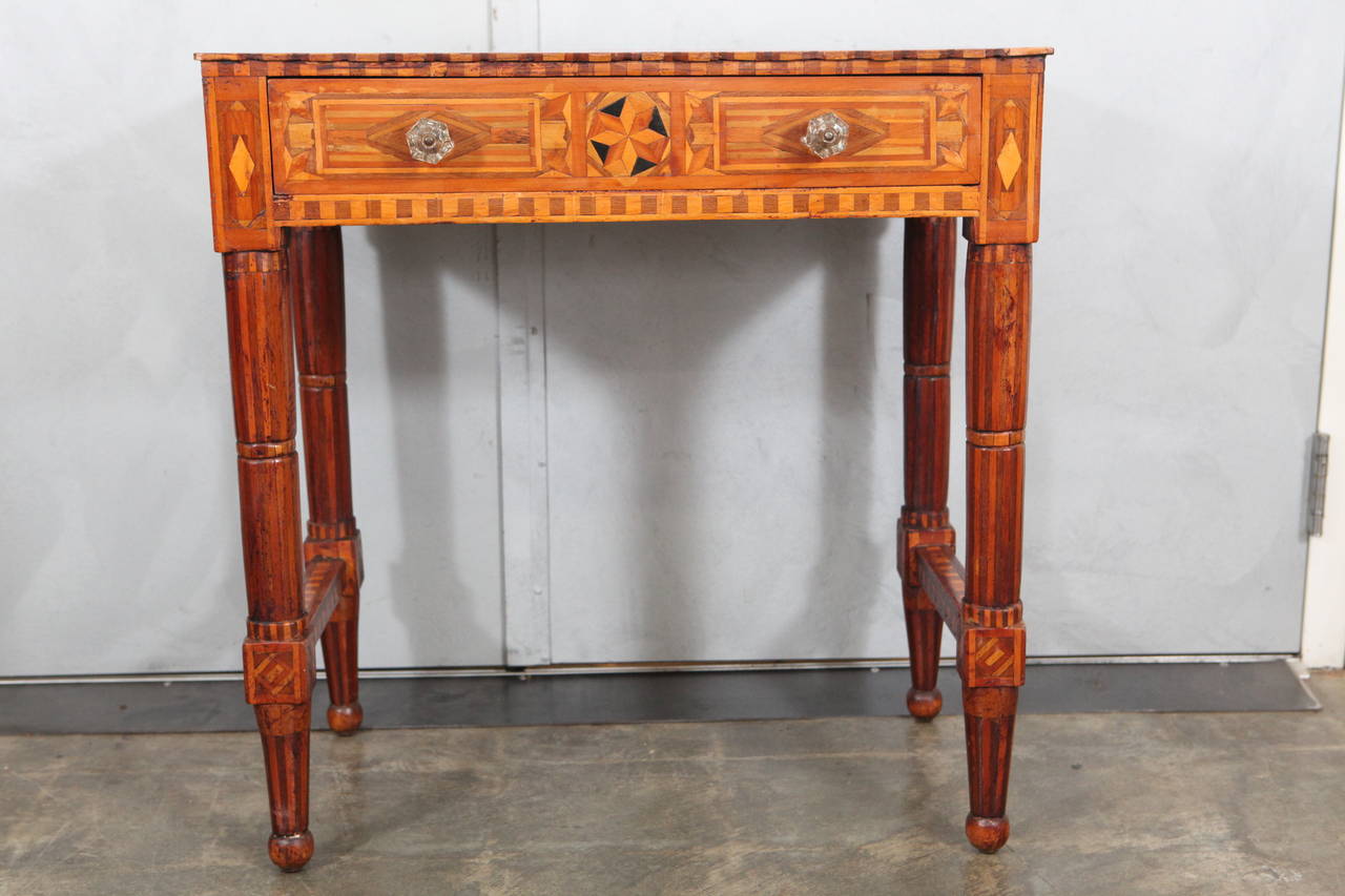 American Folk Art Parquetry Side Table For Sale