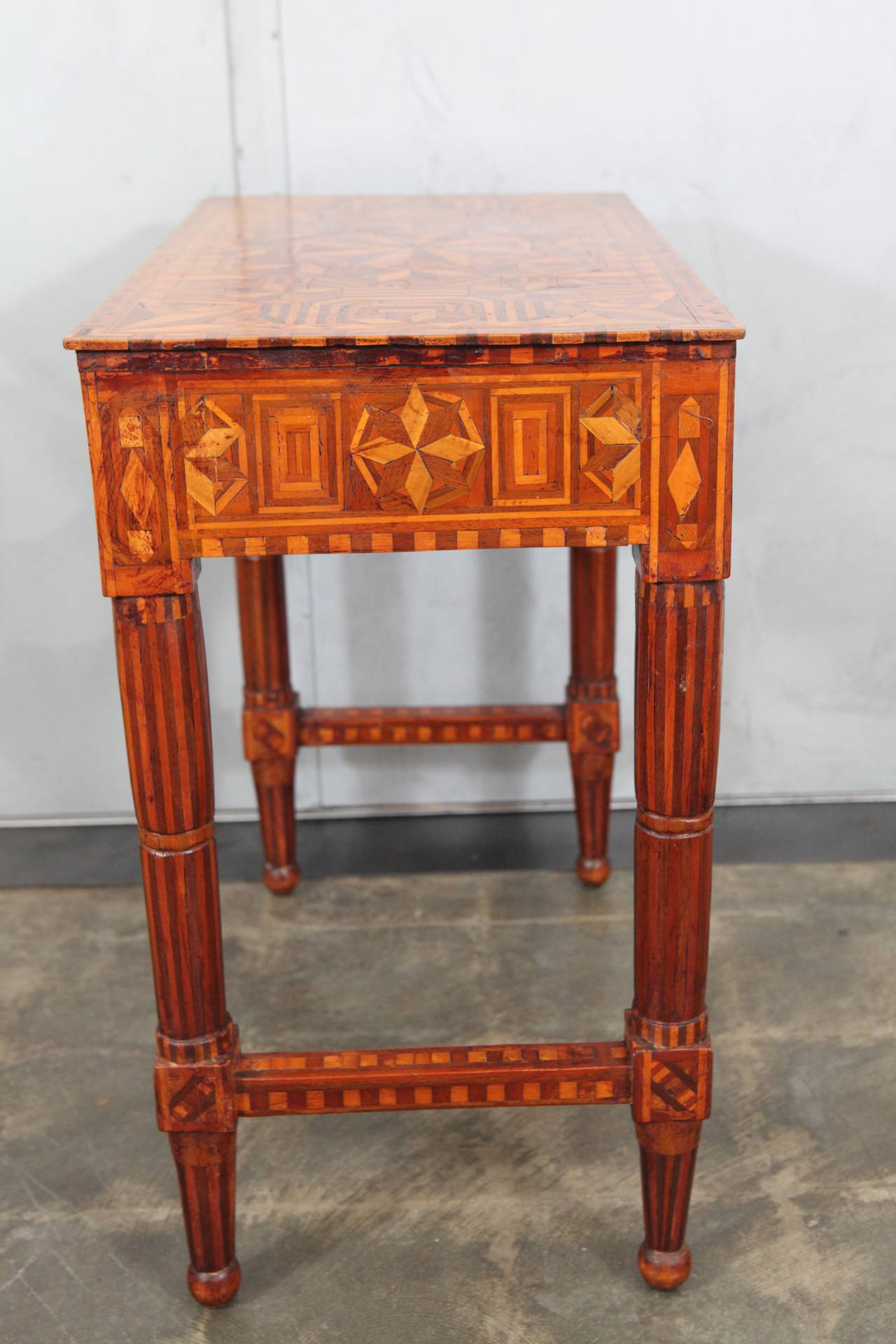 Folk Art Parquetry Side Table For Sale 1